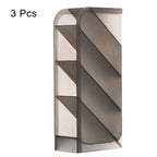 Unique Bargains Office Home Supplies 4 Compartments Desk Organizer Pen Holder 3 Pcs Clear Black