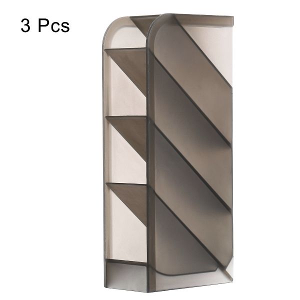 Unique Bargains Office Home Supplies 4 Compartments Desk Organizer Pen Holder 3 Pcs Clear Black