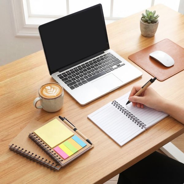 30PCS Spiral Notebook Set with Lined Paper - Portable Pocket Size - Includes Free Eco-friendly Ballpoint Pens, Sticky Notes, 5-Color Bookmarks