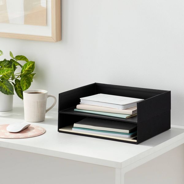 Canvas Letter Tray Organization Set of 2 Black - Brightroom™: Desk Organizer & Office Supplies Holder