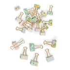 U Brands 24ct Binder Clips Vintage Sunflower: Steel Office Supplies, Small Multicolor Clips, Fasteners, 3.42" Width