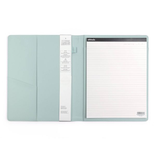 Altitude Padfolio 10"x12.5" Vegan Leather Seafoam Blue Debossed Arch
