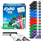 Expo 36ct Lo Odor Chisel Markers Assorted Colors: Dry Erase, Bold Point, Multicolored, Whiteboard, Art & Office Supplies