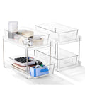 Sorbus 2 Pack Clear 2-Tier Pull-Out Desk & Office Supply Storage Organization Bins