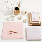 Undated 3ct Notepad Desk Planning Set Blush - russell+hazel: Desktop Calendar & Planner, Rigid Backing, 10x10" Paper
