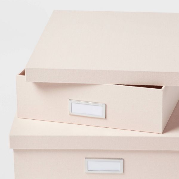 Canvas Desk Storage Box Set of 2 Black - Brightroom™: Office Organization, Polyester Canvas, Desk Organizers, 18"x12.5"x3.75"