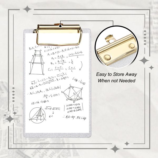 Unique Bargains Glitter Design Office Supplies Acrylic Clipboards 6.02 x 3.94 Inch Black 1 Pc