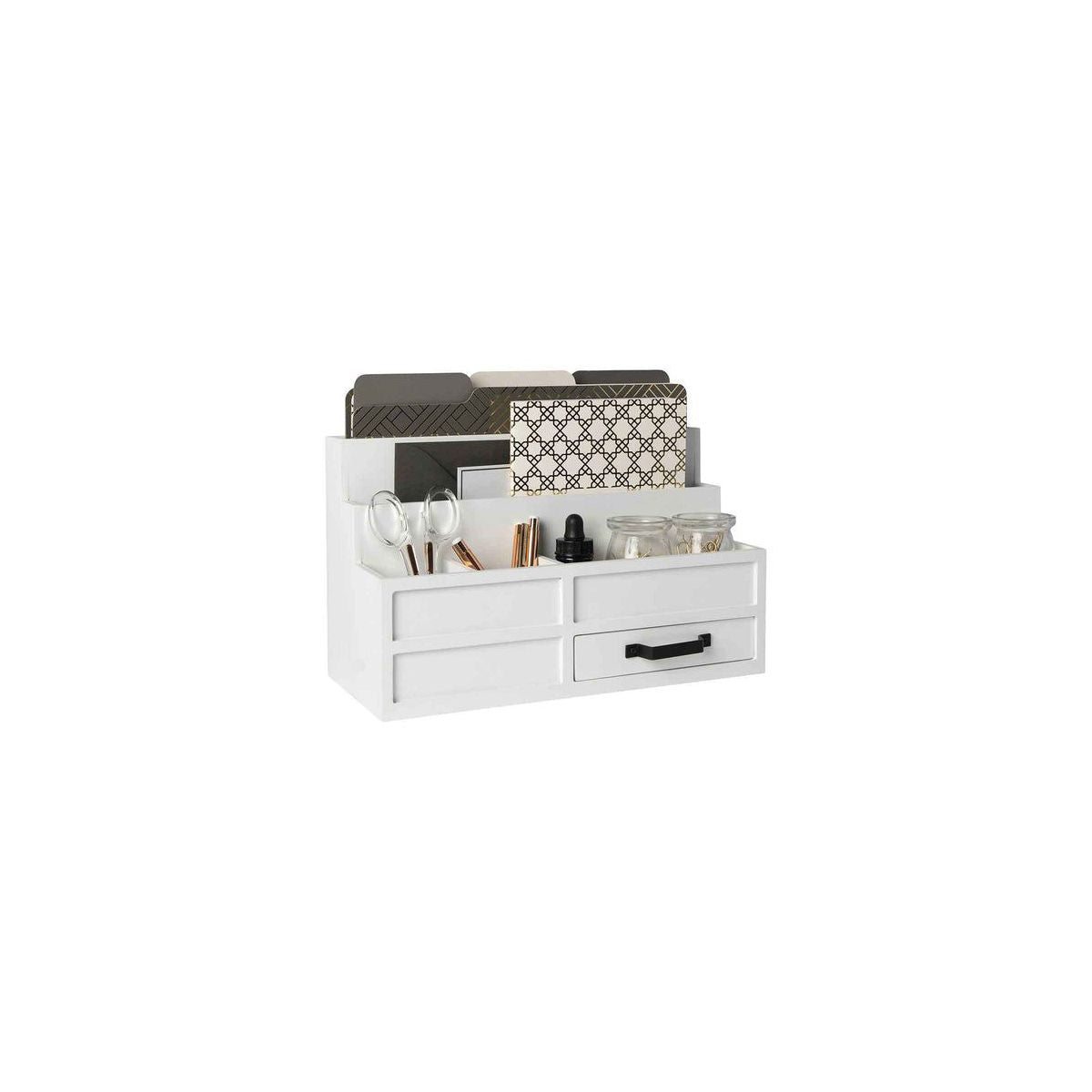 Blu Monaco Brown Wood Mail Organizer with Drawer & Pen Holder - Desk Organizer for Bills, Storage, Countertop & Kitchen