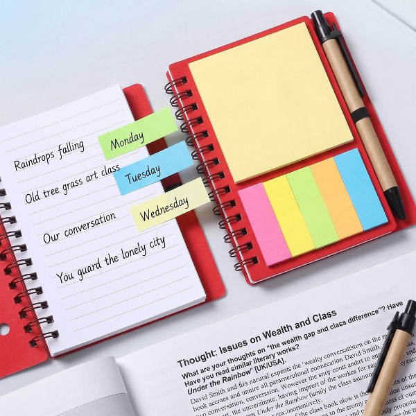 20 Pcs Spiral Notebooks with Sticky Notes & Pens, Kraft Cover Lined Journals with Colored Index Tabs for Office, School & Travel