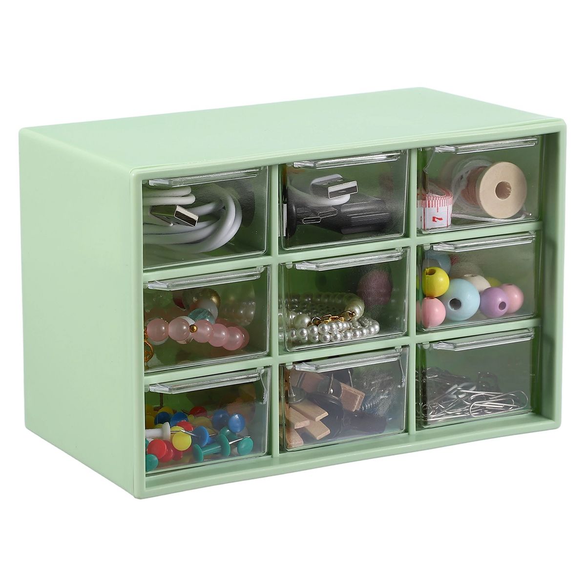 Unique Bargains Plastic Office Supplies Bedroom Desk Makeup Storage Drawers Black