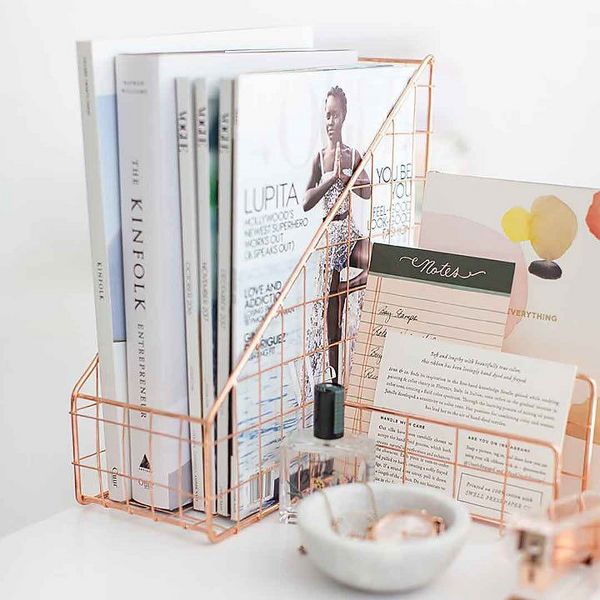 Blu Monaco Monte Rose Gold Wire Desk Organizer Set