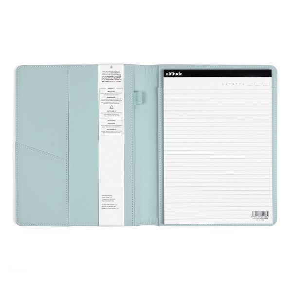Altitude Padfolio 8.5"x10.5" Vegan Leather Seafoam Blue Debossed Arch