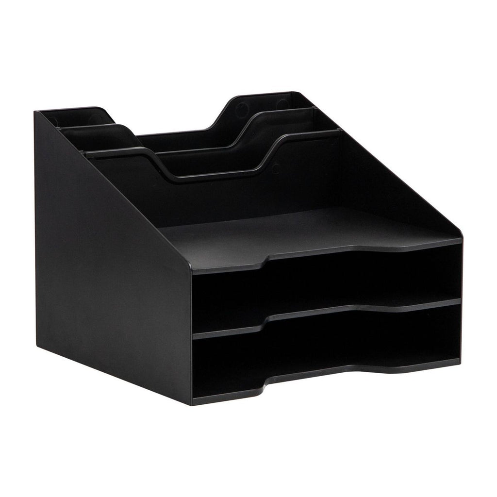 Mind Reader 3-Tier Plastic Desk Organization Set Black