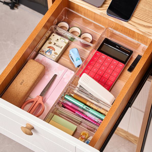Sorbus 4-Piece Clear Acrylic Office Drawer Organizer Set - Perfect for pens, craft supplies & more