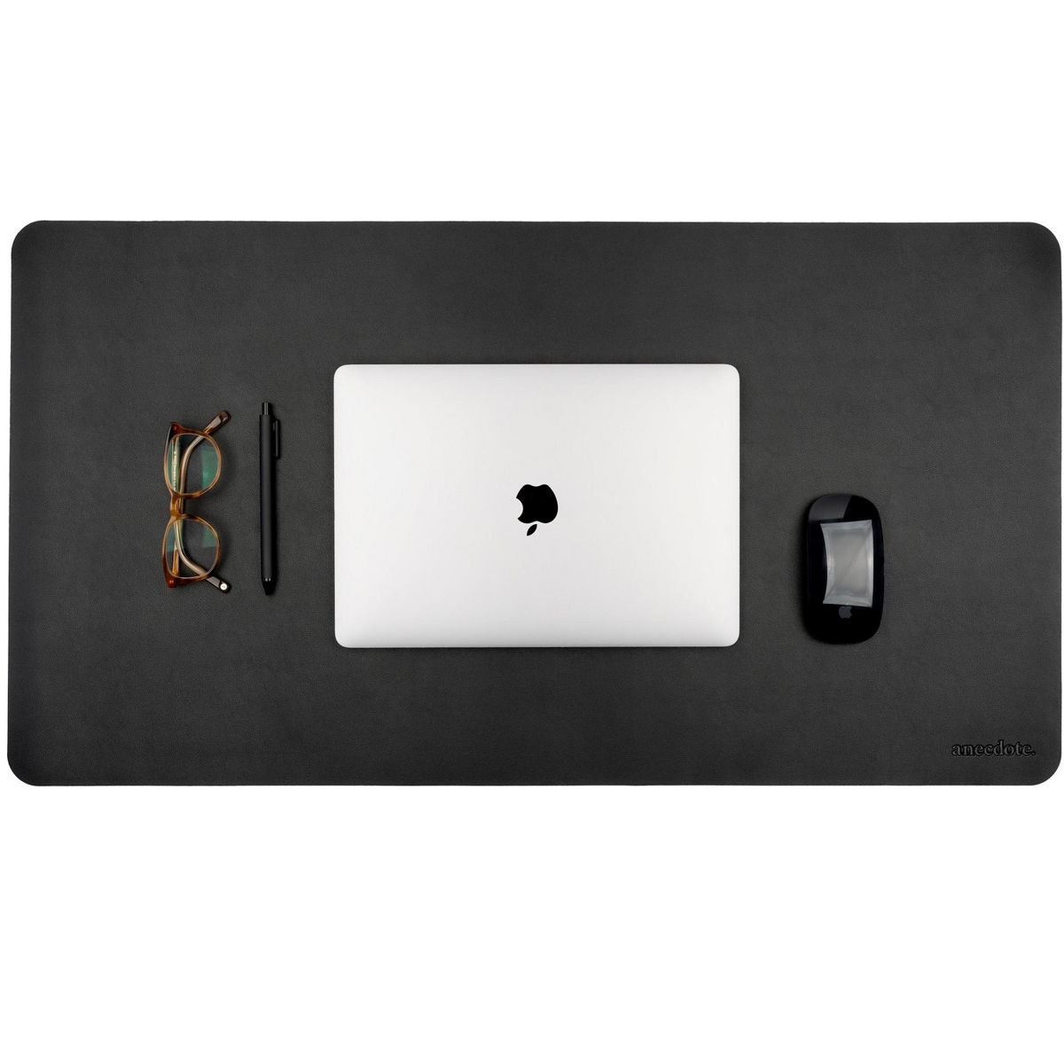 Anecdote Vegan Leather Desk Pad - Large Desk Mat Mouse Pad for Office, Keyboard & Laptop, Easy Clean, Black, 17x23.5