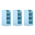 Unique Bargains Pen Holder, Desk Organizer 4 Compartments Pencil Storage Box for Office Home Supplies Blue