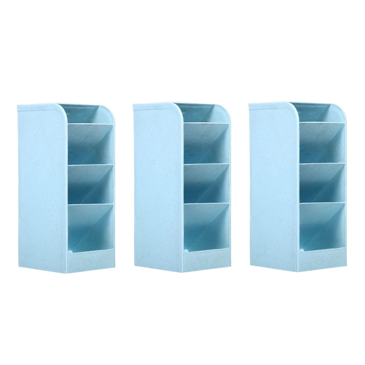 Unique Bargains Pen Holder, Desk Organizer 4 Compartments Pencil Storage Box for Office Home Supplies Blue