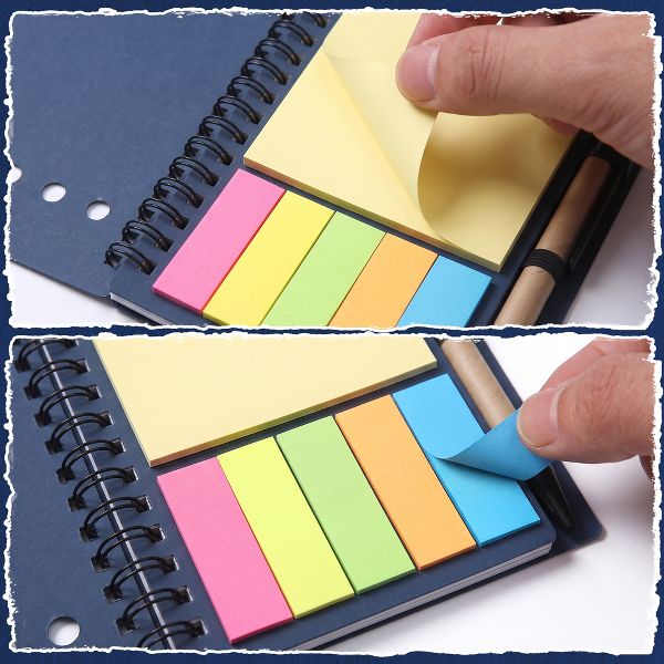 20 Pcs Spiral Notebooks with Sticky Notes & Pens, Kraft Cover Lined Journals with Colored Index Tabs for Office, School & Travel