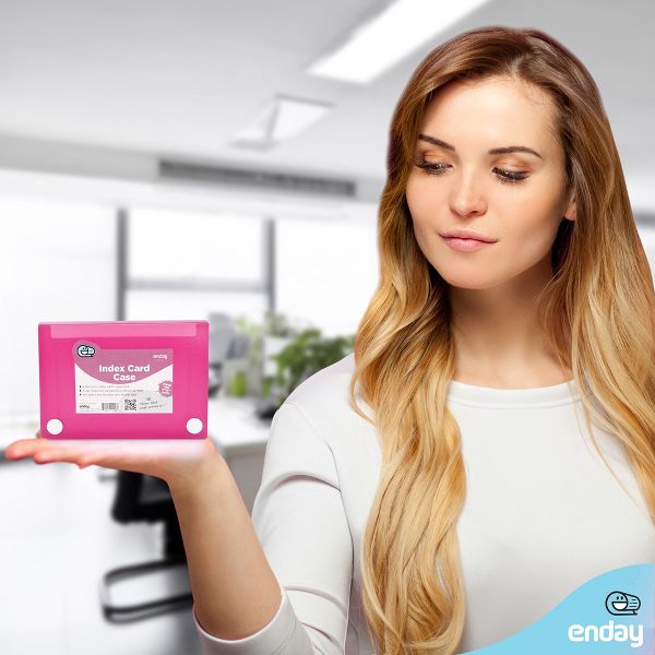 3" X 5" Index Card Case Holds 100 Cards Includes Business Card/Index Holder and 5 Tab Dividers Comes in Assorted Colors - 4-Pack Multicolor