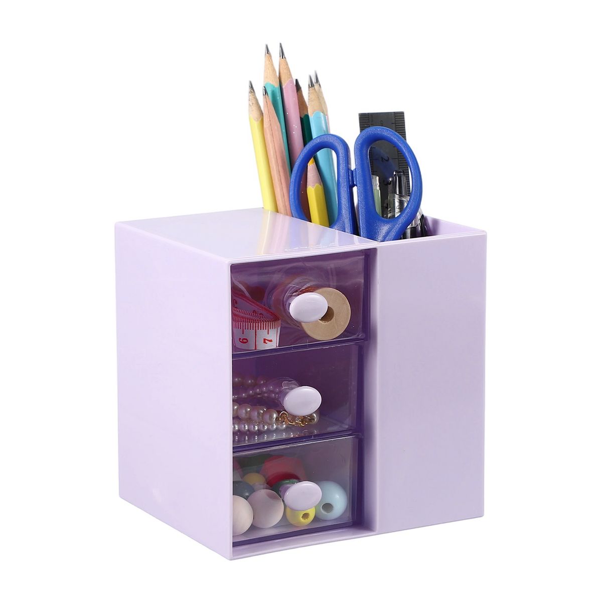 Unique Bargains Plastic Office Supplies Bedroom Desk Makeup Storage Drawer Blue