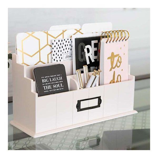 Blu Monaco Light Pink Wooden Mail Organizer - 3-Tier wit Mail Printed on the Front