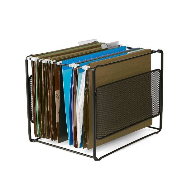 Mind Reader Metal Mesh Hanging File Organizer Black: Desk & Office Supplies, Organization Set, 12.32" W x 11.3" D x 9.33" H