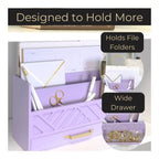 Blu Monaco Black Mail Organizer with Drawer and Gold Handle - Desktop Mail Holder and Office Supplies Storage