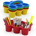 4E's Novelty 4 Pack Pencil Caddy for Classroom, Vibrant Classroom Caddy, Durable Table Drink Holder for School, Useful School’s Desk Caddy