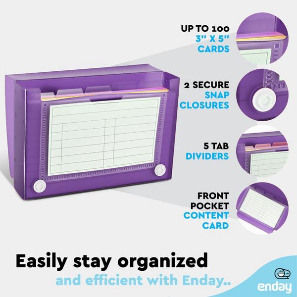 3" X 5" Index Card Case Holds 100 Cards Includes Business Card/Index Holder and 5 Tab Dividers Comes in Blue