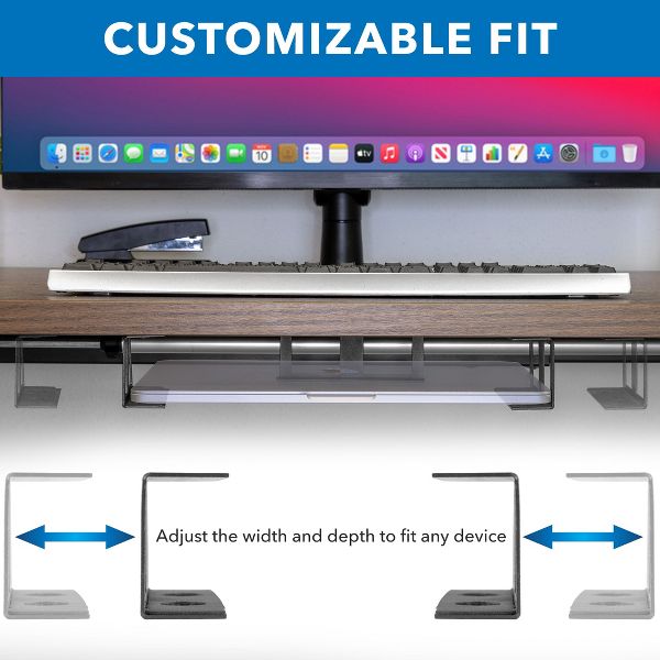 Mount-It! Under Desk Laptop Mount Holder | Small Multimedia Device Mount Underdesk Shelf for Laptop, Mac Mini, MacBook, Keyboard, Anti Scratch | Black