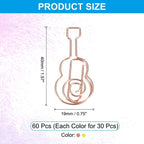 Unique Bargains Metal Decorative Cute Guitar Shape Paper Clip Clamp for Home Office Supplies 60 Pcs Gold/Rose Gold