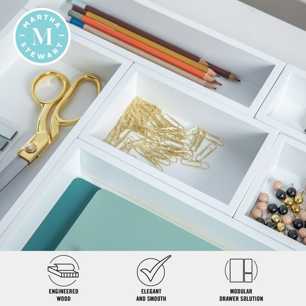 Martha Stewart Enzo 6 Piece Wooden Desk Drawer Organizer Set in Light Natural