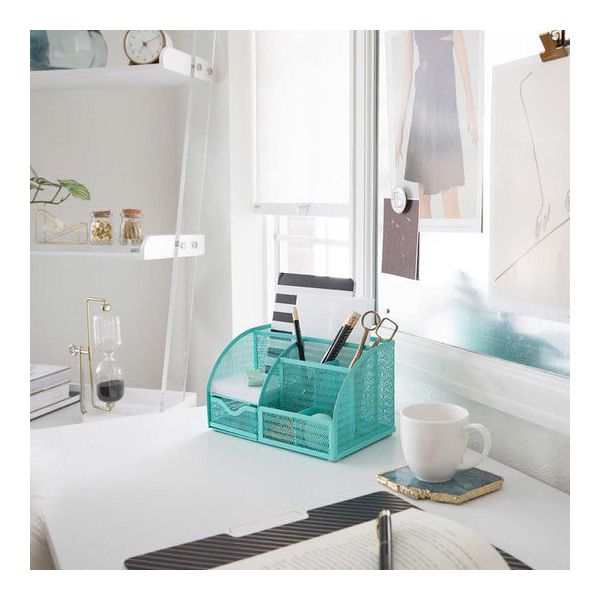 Blu Monaco Aqua Desk Organizer - Cute Turquoise Accessories & Stationery Holder for School, Locker, Bedroom or Home
