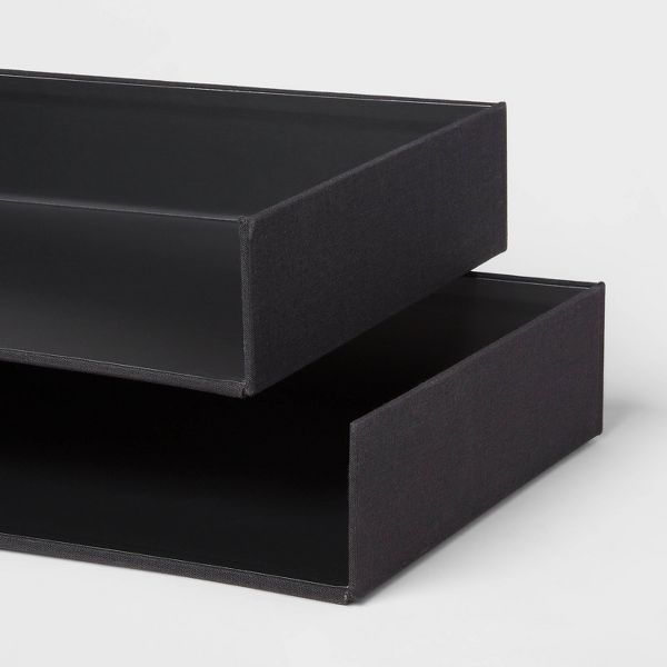 Canvas Letter Tray Organization Set of 2 Black - Brightroom™: Desk Organizer & Office Supplies Holder