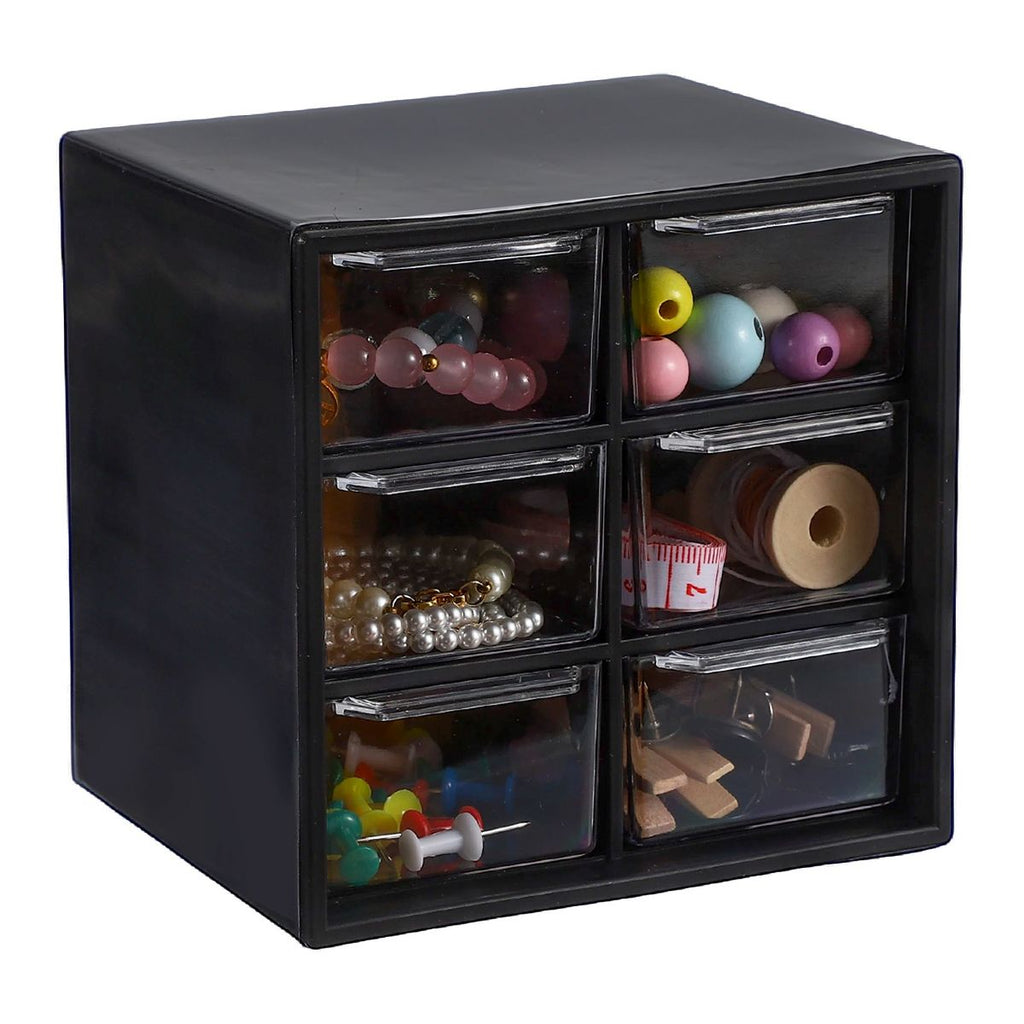 Unique Bargains Plastic Office Supplies Bedroom Makeup Storage Drawers Black
