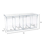 Isaac Jacobs 2-Pack 4-Compartment Clear Acrylic Organizers with Lid (9” L x 3” W x 4” H), Makeup Brush Holder, Sectional Tray (2, Clear)