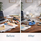Sorbus 2 Pack Clear 2-Tier Pull-Out Desk & Office Supply Storage Organization Bins