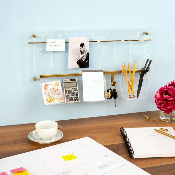 Acrylic Magnetic Memo Wall Strip - russell+hazel: Clear Office Wall Organizer, Desk Organization Set, 24.25" Width