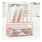 Blu Monaco Gold Desk Organizer - Cute File Holder for Desk & Drawer Storage for Office Supplies, Paper, Devices & Folders