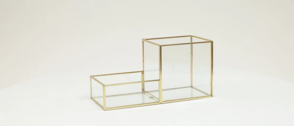 Mind Reader Glass/Copper Desk Organization Set Gold