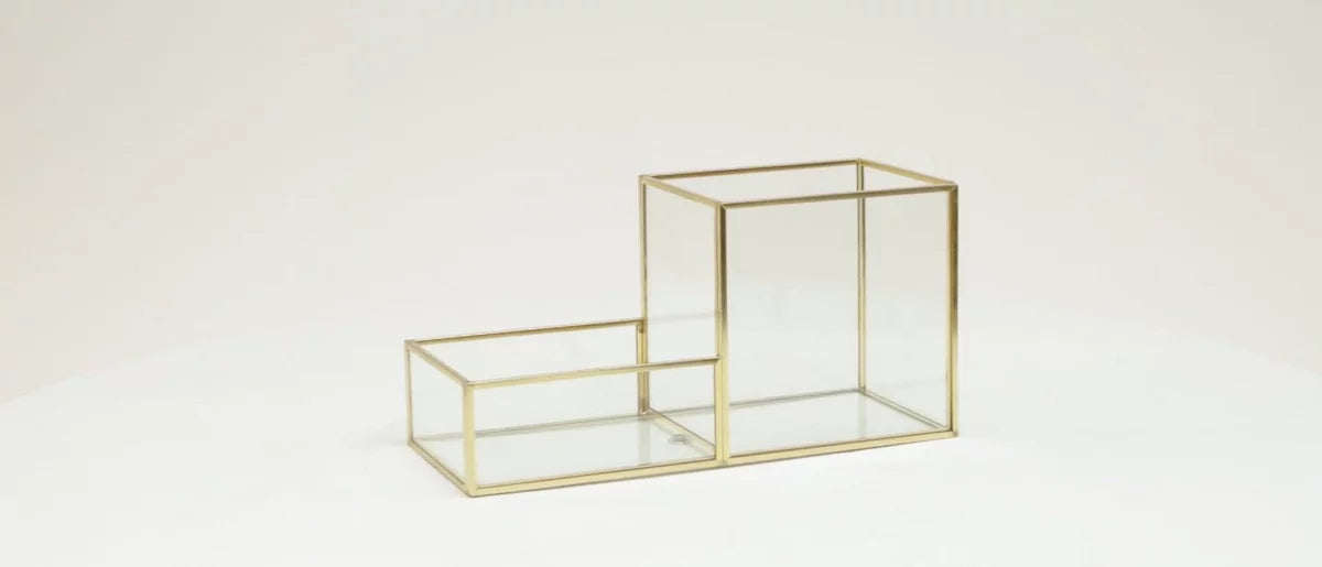 Mind Reader Glass/Copper Desk Organization Set Gold