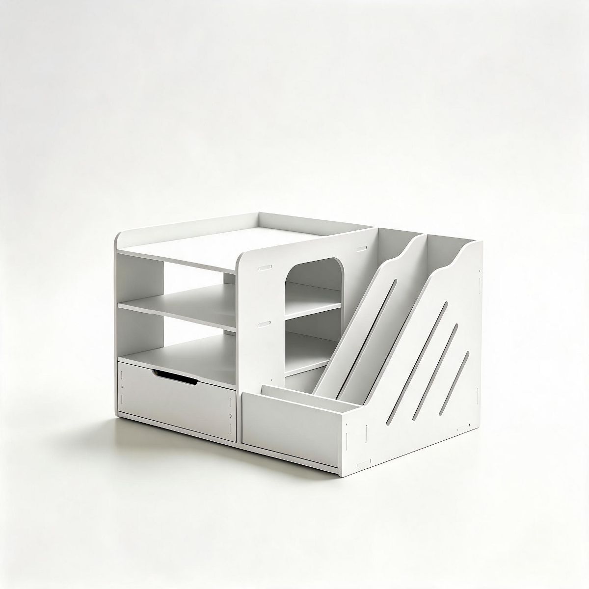 Desktop File Organizer -Paper Sorter with Drawer, PVC Desk Organizer for Office Supplies, Easy Assembly Space Saving Document Holder