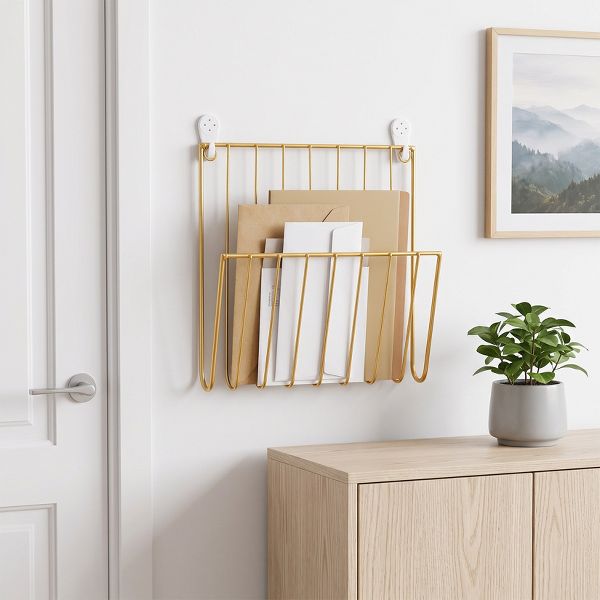 Wall‑Mounted Metal Magazine Holder, 2‑Pack Wire File Organizer for Books & Documents