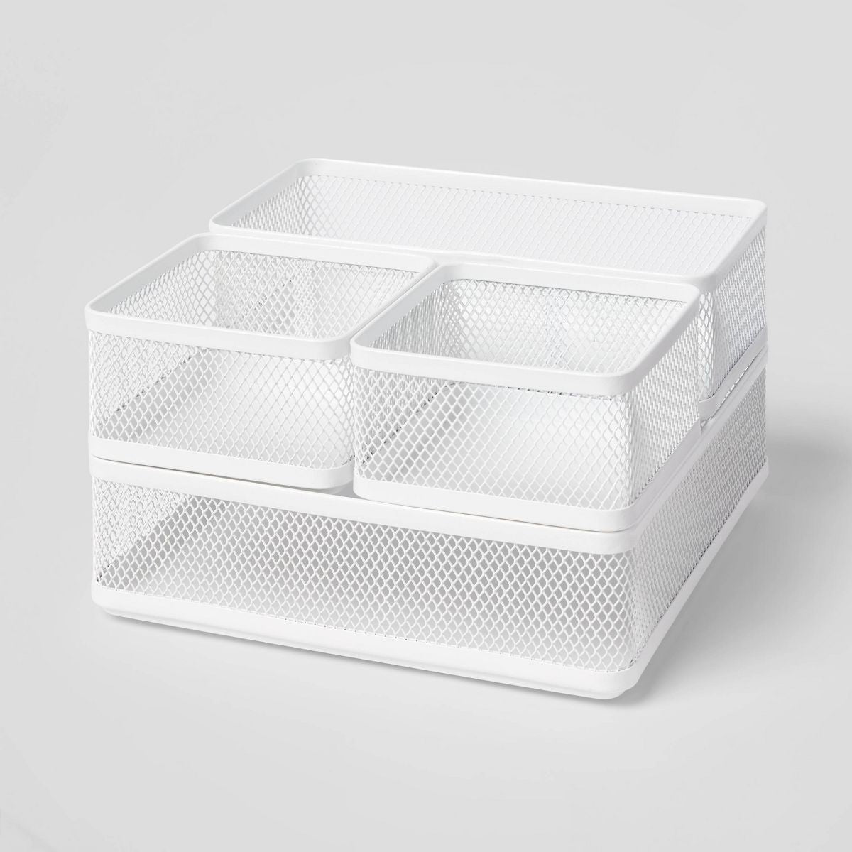 Mesh Desk Organizer White - Brightroom™: Steel Office Supplies Holder, Desk Drawer Organizer, 8"x8"x4.5"