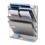 Mind Reader 5-Tier Vertical File Storage, Desktop Organizer, Wall Mount, Office, Metal Mesh, 12.75"L x 4"W x 16"H, Silver: Office Supplies