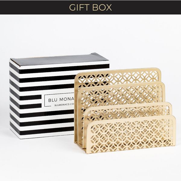 Blu Monaco Gold Desk Mail Organizer - Letter Holder and Bill Organizer for Desk - Gold Mail Storage and Letter Sorter