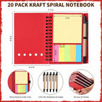 20 Pcs Spiral Notebooks with Sticky Notes & Pens, Kraft Cover Lined Journals with Colored Index Tabs for Office, School & Travel