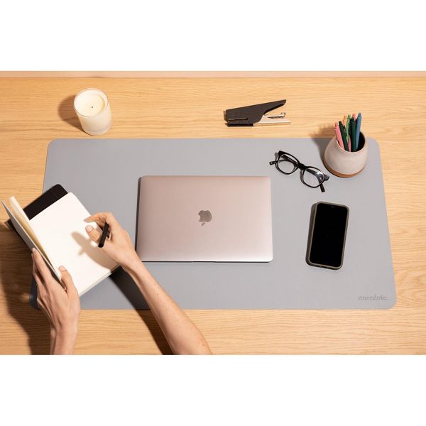 Anecdote Vegan Leather Desk Pad - Large Desk Mat Mouse Pad for Office, Keyboard & Laptop, Easy Clean, Black, 17x23.5