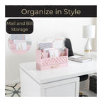 Blu Monaco Black Mail Organizer with Drawer and Gold Handle - Desktop Mail Holder and Office Supplies Storage