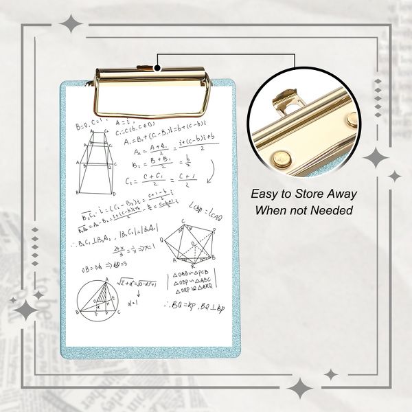 Unique Bargains Glitter Design Office Supplies Acrylic Clipboards 6.02 x 3.94 Inch Black 1 Pc